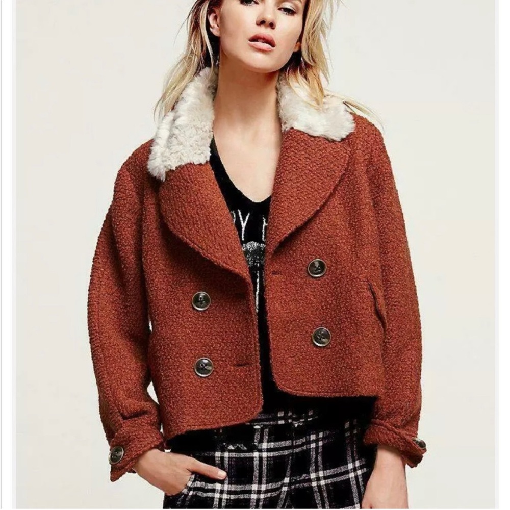 Free people wool bomber jacket rust small